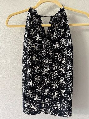 Banana Republic Black and White Floral Halter Top